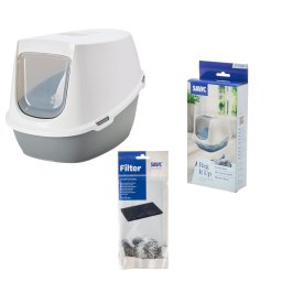 Savic kattenbak Robin Jumbo - Toilet lichtgrijs/wit + 2 extra filters + 6 Bag it up