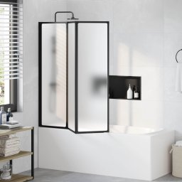 vidaXL Douchescherm Zwart 132 x 2 x 140 cm Aluminium en PP