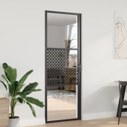 vidaXL Glazen deur 76 x 3,5 x 201,5 cm Aluminium Zwart