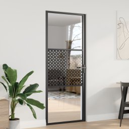 vidaXL Glazen deur 83 x 3,5 x 201,5 cm Aluminium Zwart
