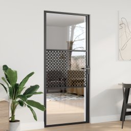 vidaXL Glazen deur 93 x 3,5 x 201,5 cm Aluminium Zwart