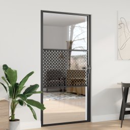 vidaXL Glazen deur 102,5 x 3,5 x 201,5 cm Aluminium Zwart