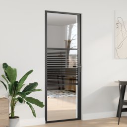 vidaXL Glazen deur 76 x 3,5 x 201,5 cm Aluminium Zwart