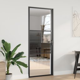 vidaXL Glazen deur 83 x 3,5 x 201,5 cm Aluminium Zwart