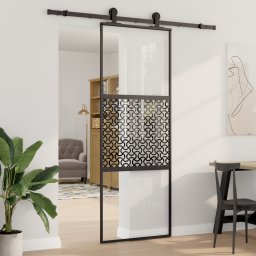 vidaXL Glazen deur Fretwerk Zwart 76 x 2 x 205 cm Aluminium