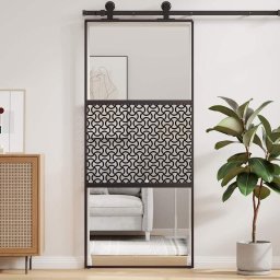 vidaXL Glazen deur 90 x 2 x 205 cm Aluminium Zwart