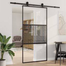 vidaXL Glazen deur Fretwerk Zwart 102,5 x 2 x 205 cm Aluminium