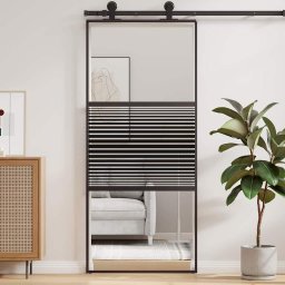 vidaXL Glazen deur 90 x 2 x 205 cm Aluminium Zwart