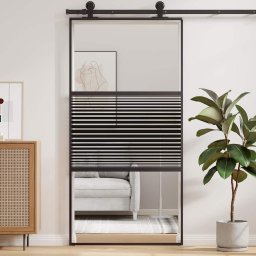 vidaXL Glazen deur 102,5 x 2 x 205 cm Aluminium Zwart