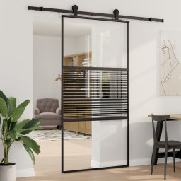 vidaXL Glazen deur Gestreept Zwart 102,5 x 2 x 205 cm Aluminium