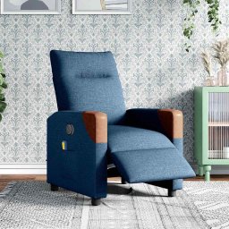 vidaXL Massagestoel elektrisch verstelbaar stof blauw