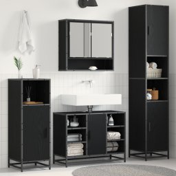 vidaXL Badkamermeubelset Zwart Eiken 35 x 37,5 x 188,5 cm Bewerkt hout