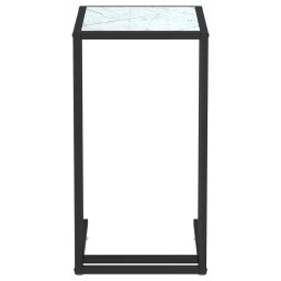 vidaXL Computer bijzettafel 50x35x65 cm gehard glas witmarmerkleurig