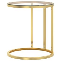 vidaXL Bijzettafel 45 cm gehard glas goudkleurig en transparant
