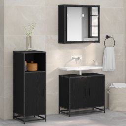 vidaXL Badkamermeubelset Zwart Eiken 35 x 37,5 x 100 cm Bewerkt hout