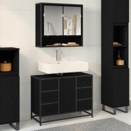vidaXL Badkamerkast Zwart Eiken 80 x 33 x 60 cm Bewerkt hout