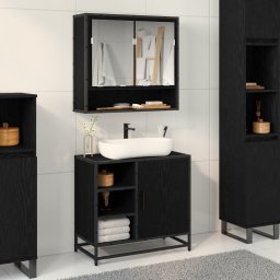 vidaXL Badkamerkast Zwart Eiken 65 x 33 x 60 cm Bewerkt hout