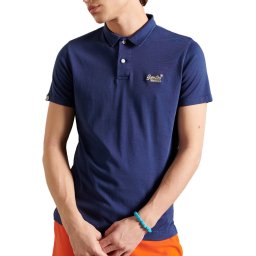 Superdry Maat L - LA Beach Polo Blauw - Modern-fit - Heren Poloshirt