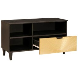 vidaXL TV-kast Zwart en Goud 80 x 33 x 46 cm Bewerkt hout