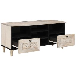 vidaXL TV-kast Bleached Wit 100 x 33 x 46 cm Massief Mango Hout