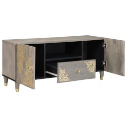 vidaXL TV-kast met lade Grijs 105 x 33 x 46 cm Massief Mango Hout