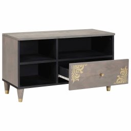 vidaXL TV-kast met lade Grijs 80 x 33 x 46 cm Massief Mango Hout