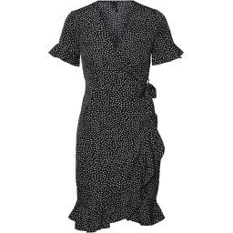VERO MODA - Maat XS - VMHENNA 2/4 WRAP FRILL DRESS NOOS - Bla - Dames