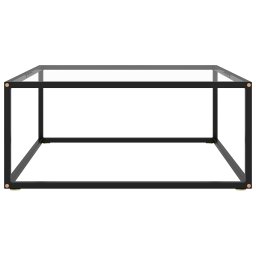 vidaXL Salontafel met gehard glas 80x80x35 cm zwart