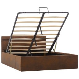 vidaXL Bedframe met hydraulische opslag en LED stof bruin 120x200 cm