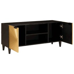 vidaXL TV-kast Zwart en Goud 105 x 33 x 46 cm Bewerkt hout