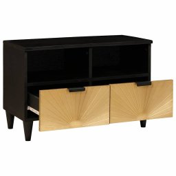vidaXL TV-kast Zwart en Goud 70 x 33 x 46 cm Bewerkt hout