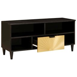vidaXL TV-kast Zwart en Goud 100 x 33 x 46 cm Bewerkt hout