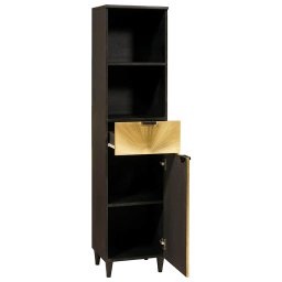 vidaXL Badkamerkast Zwart en Goud 38 x 33 x 160 cm Massief Mango Hout