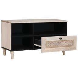 vidaXL TV-kast Bleached Wit 80 x 33 x 46 cm Massief Mango Hout