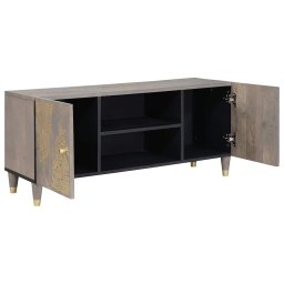 vidaXL TV-kast Grijs 105 x 33 x 46 cm Massief Mango Hout