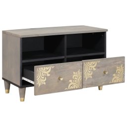 vidaXL TV-kast met lade Grijs 70 x 33 x 46 cm Massief Mango Hout