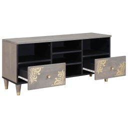 vidaXL TV-kast Grijs 100 x 33 x 46 cm Massief Mango Hout