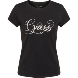Guess - Maat S - Glitzy Logo R4 Dames T-shirt - Zwart