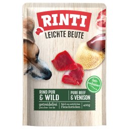 Voordeelpakket: 30x400g RINTI Leichte Beute puur rund & wild natvoer voor honden