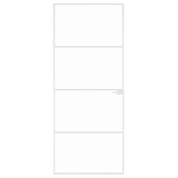 vidaXL Binnendeur 83x201,5 cm gehard glas en aluminium smal wit