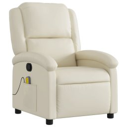 vidaXL Massagestoel van kunstleer in crèmekleur