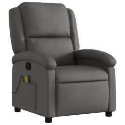 vidaXL Massagestoel van echt leer, grijs