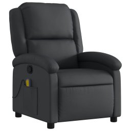 vidaXL Massagestoel van echt leer, zwart