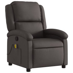 vidaXL Massagestoel van echt leer, donkerbruin