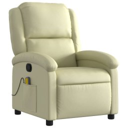 vidaXL Massagestoel van echt leer, crèmekleurig
