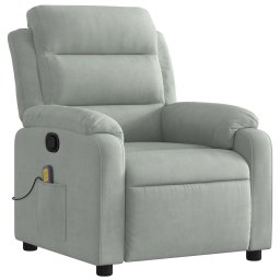 vidaXL Massagestoel lichtgrijs fluweel