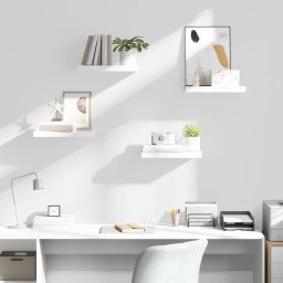 vidaXL Wandschappen zwevend 4 st 40x23,5x3,8 cm MDF hoogglans wit