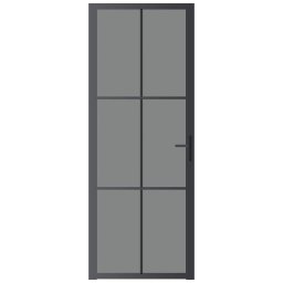 vidaXL Binnendeur 76x201,5 cm ESG-glas en aluminium zwart