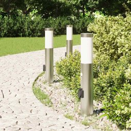 vidaXL Bolderverlichting met sensor en stopcontact 3 stuks 50 cm roestvrij staal IP44