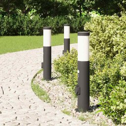 vidaXL Bolderverlichting met sensor en stopcontact 3 stuks 50 cm roestvrij staal IP44